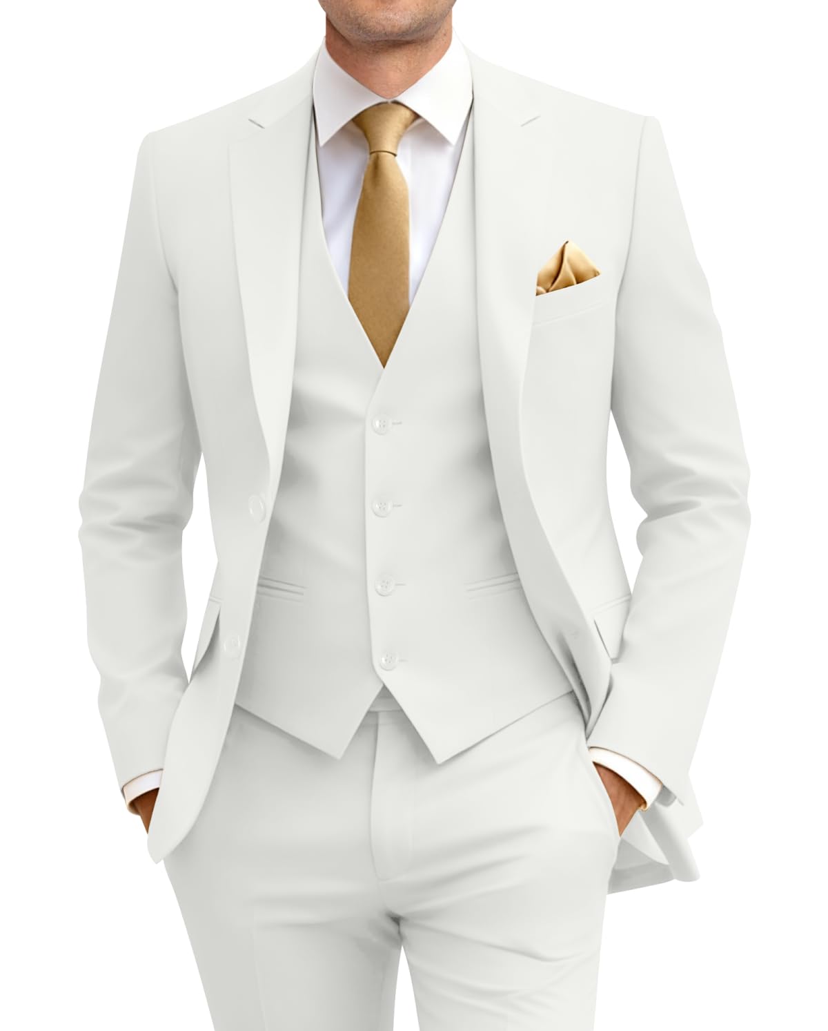 Men's Slim Fit 3 Piece Suit Set with Tie