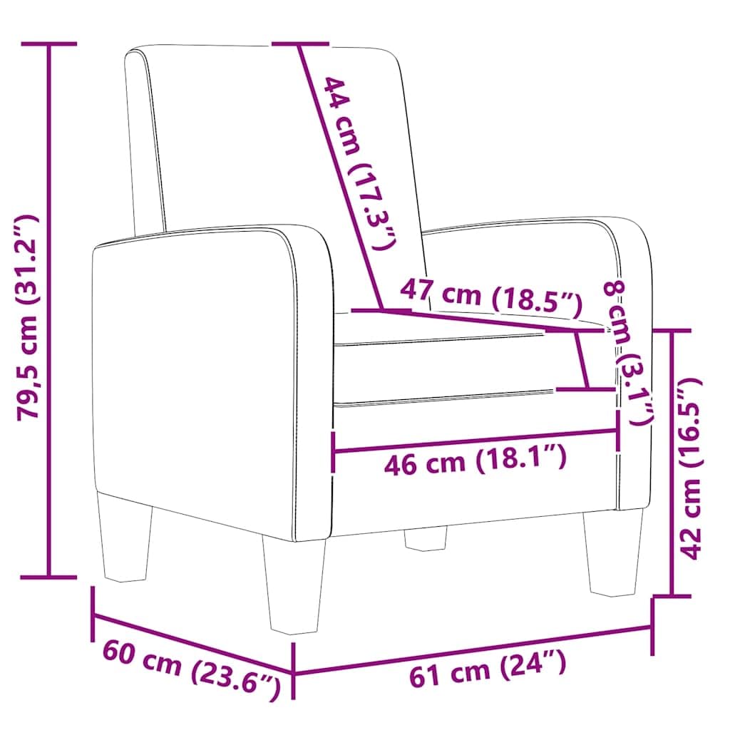 Sessel Braun Kunstleder, Ergonomischer Loungesessel mit Kiefernholz-Gestell, Moderner Polstersessel für Wohnzimmer, Lounge und Büro, Bequemer Cocktailsessel, 61 x 60 x 79,5 cm