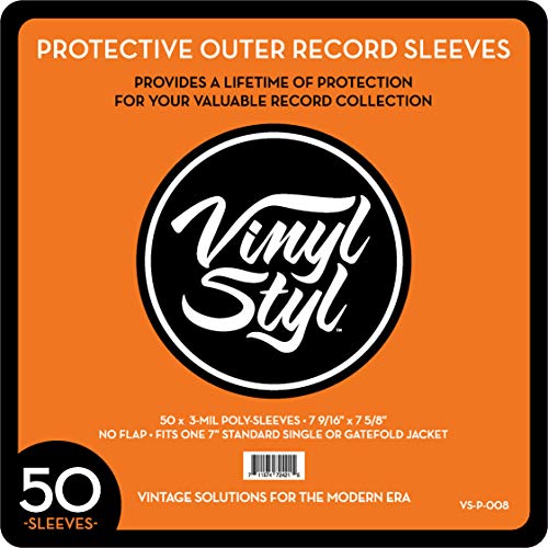 Vinyl Styl 45 RPM Vinyl Record Protective Outer Sleeves - 7" - 50 Ct (Clear) image 2