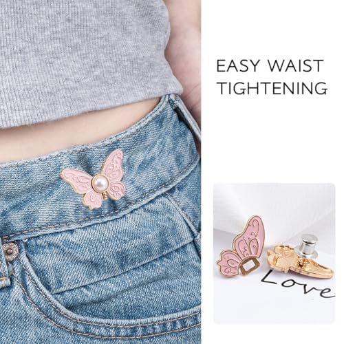 Floral Pearl Butterfly Waist Button, Jeans Button, Detachable Decorative Waist Button.-Red4
