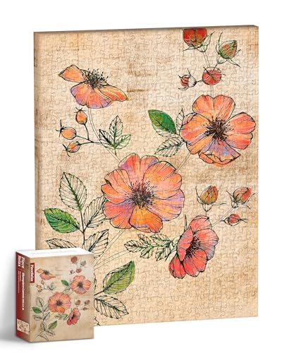 Rompecabezas PieceRelax para Pared en Lienzo, 366 Piezas de Plástico para Adultos - Rosa Salvaje Retro - Regalo Único y Decoración para el Hogar con Arte en Rompecabezas para Sala y Dormitorio [HN1301] miniatura 1