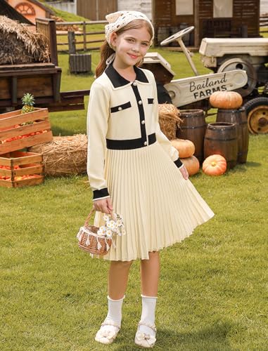 Girls Sweater Dresses Long Sleeve Knit Button Front Casual Fall Winter Dress for Teen 5-14 Years2