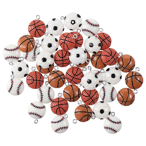 Pendentifs ronds en résine ballon sport pour fabrication bijoux DIY