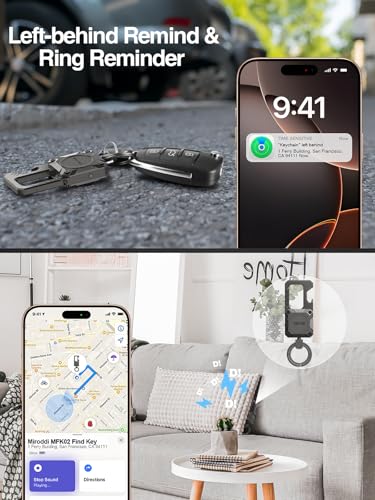 Image of Miroddi Keychain Tracker, Men's Key Chain Works with Find My(iOS Only), Heavy Duty Keychain Carabiner Bottle Opener, Car Key Chains with Finder, Anti-lost Keyrings Tracker, Rechargeable, Gunmetal