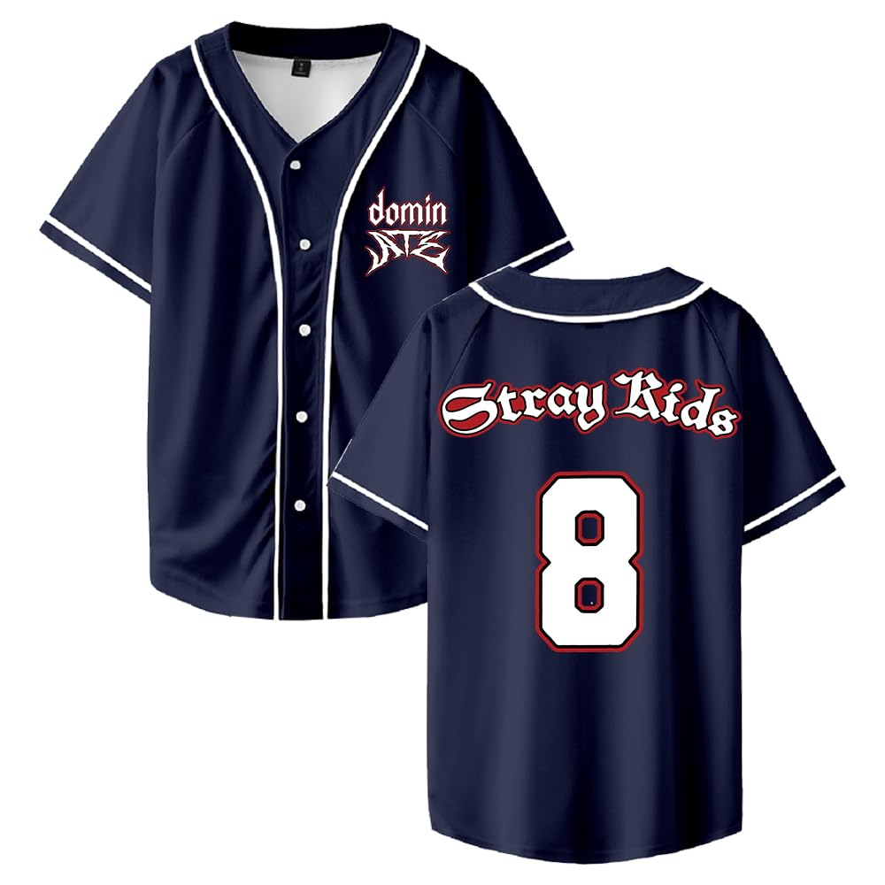 Stray Kids SKZ Dominate 8 - Camiseta de béisbol de manga corta con botones para mujer y hombre