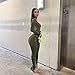 Bodycon Jumpsuits for Women Sexy Backless Rompers Long Sleeve Scoop Neck Stacked Split High Wasited One Piece Outfits Pants Catsuits Army Green XL