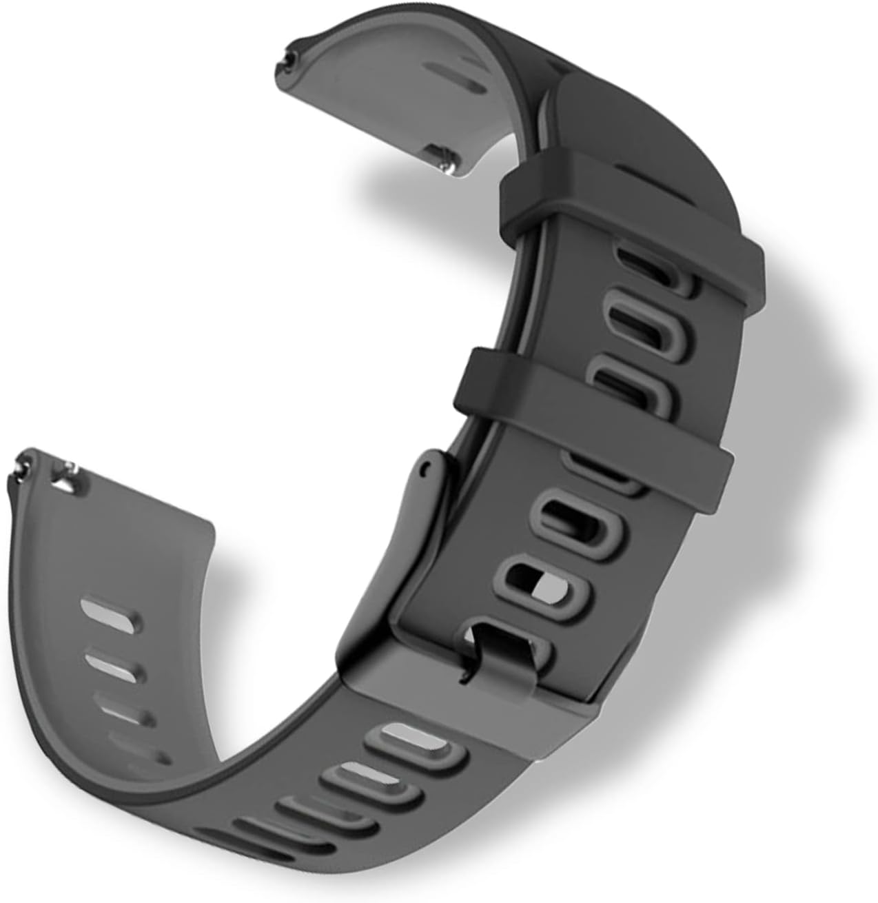 Silicone Bracelet for Lug Width 22 mm Comfortable Waterproof Sports Replacement Wristband Bracelets for Men and Women - Black Gray