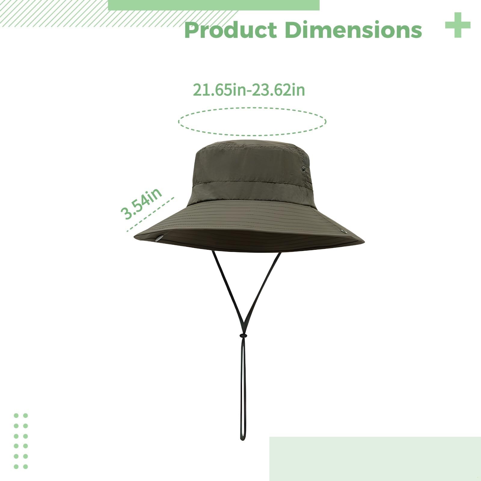 Cappello da sole UPF 50+ da uomo, cappello impermeabile per esterni con tesa larga, sottogola regolabile e design perforato traspirante per escursionismo, pesca