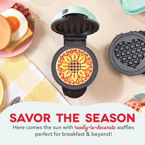 Image of Dash MultiMaker Mini System Removable Plate Set - Nonstick Replacement Plates for Spring Waffle Breakfast - Waffle Maker Not Included - 4-Inch - Two-Pack - Sunflower & Bee