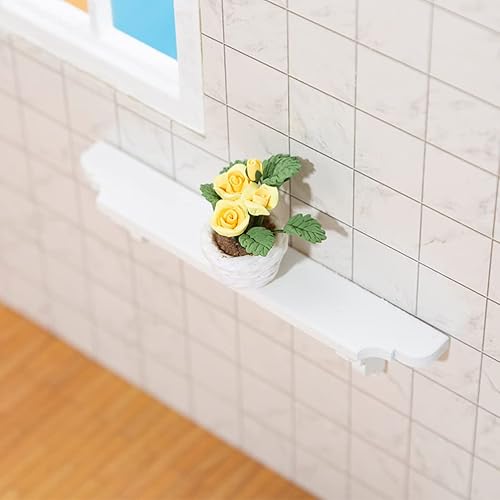 Miniatura 8 de Ipetboom 2 estantes de pared para casa de muñecas, estantes de madera en miniatura, 1 12 escalas diminutas de madera blanca para decoración de