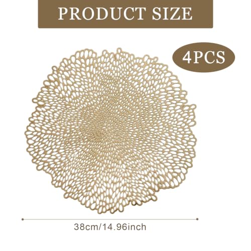 Sets de table dorés lavables en PVC isolant de 38 cm