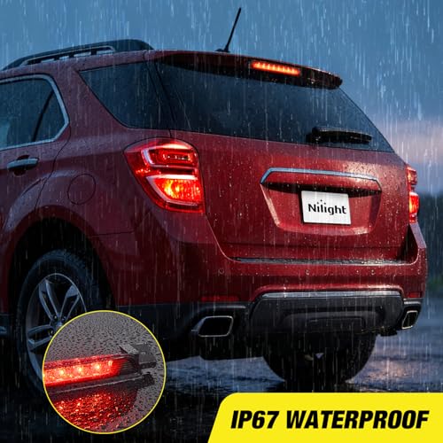 Image of Nilight Third Brake Light Tail High Mount 3rd Stop Lights Smoked Lens Compatible with Chevy Equinox and GMC Terrain 2010 2011 2012 2013 2014 2015 2016 2017 Van SUV Rear Center Cab Lamp