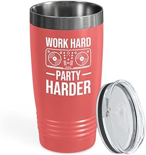 Disc Jockey Coral Edition Viking Tumbler 20oz - Work hard party harder - radio performer jockey radio announcer presenter