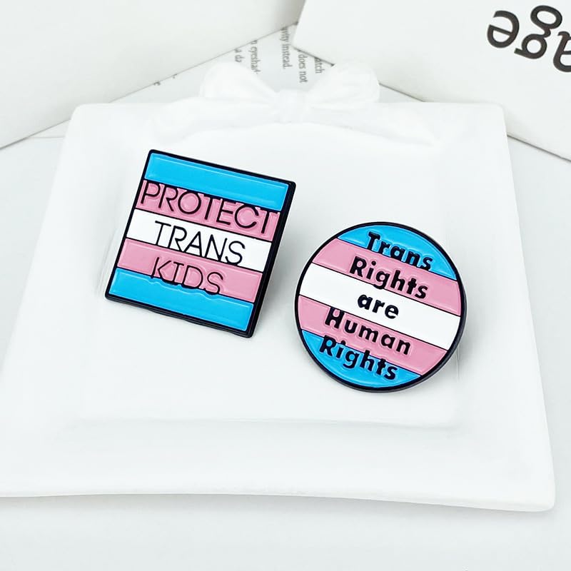 Support Trans Rights Enamel Pins - Protects Trans Kids and Trans Rights are Human Rights - Blue Pink Enamel Brooch Pin Badge for Support Trans Rights4