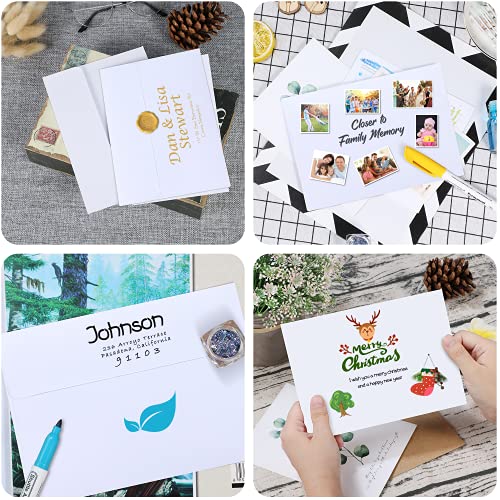 Ohuhu A7 Printable White 5X7 Envelopes 100 Pack - Quick Self Seal, For 5X7 Cards, Perfect For Christmas Cards, Weddings, Invitations, Photos, Graduation, Baby Shower, 5.25 X 7.25 Inches #TOP5