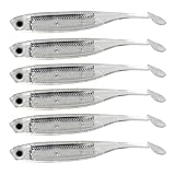 JOHNCOO 6pcs Fishing Lure 3D Eyes Shad Lure Soft Plastic Swimbait Paddle Tail Minnow for Bass Trout