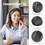 H300 Wireless Headphones Bluetooth with Microphone, Over Ear Headsets with Environmental Noise Cancelling Retractable Mic, USB Dongle & Mute for Office Laptop Computer Chromebook Smartphone