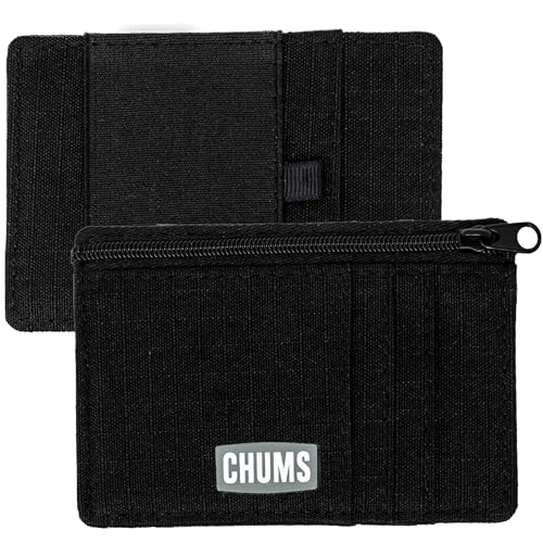 Chums Bandit Zip Compact Wallet - Slim RFID Wallet for Men & Women with Coin Pouch (Black)