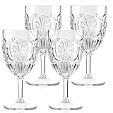 KOMOREBI Shatterproof Acrylic Wine Glasses - Unbreakable Clear Plastic Goblets, BPA-Free &...