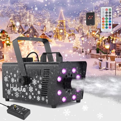 HAKUTA Machine à neige 800 W 8 LED RVB pour Noël, Halloween, fêtes, mariages et DJ