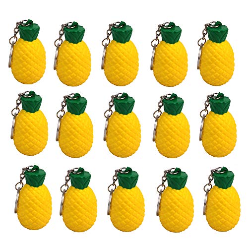 iMagitek 15 Pack Pineapple Keychains for Kids Party Favors Supplies, School Carnival Prizes, Party Bag Gift Fillers, Pineapple Stress Relieve Toy