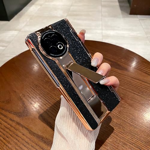 Coque Vivo X Fold 2 en cuir brillant et finition luxe galvanisée - Noir