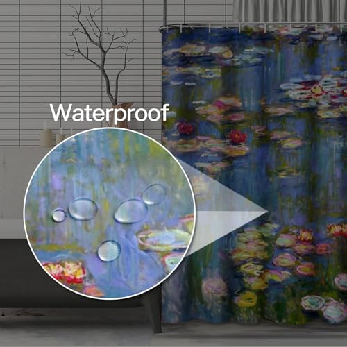 Rideau de douche anti-éclaboussures Monet en tissu grand format