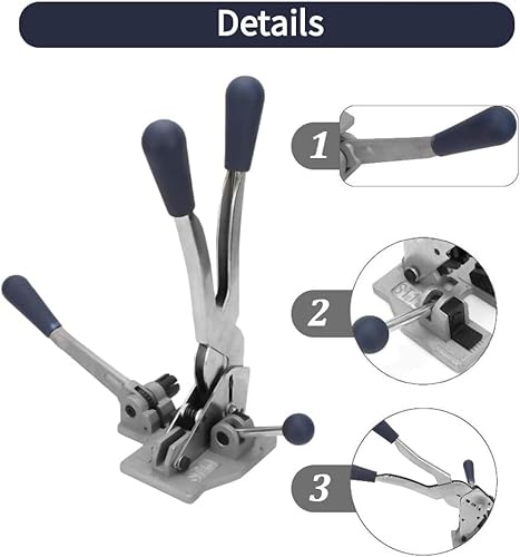 Manuelle Umreifungsset, 3 in 1 Bindewerkzeug Set für Umreifungsbänder, Stahlbandspanner, Umreifung Verpackungsmaschine,Crimper Gürtel Umreifungswerkzeug mit Stahl für Blech, Stein, Holzbox Verpackung