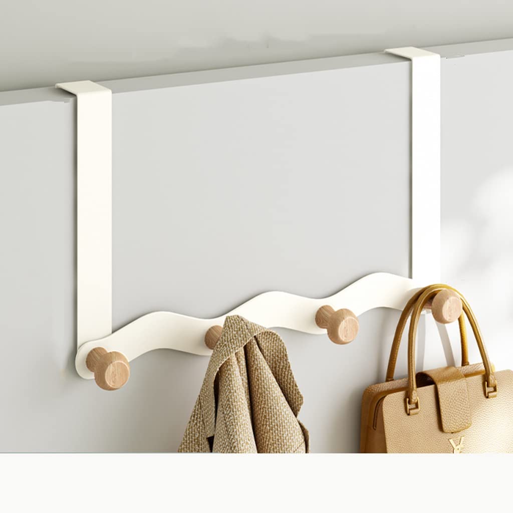 Türgarderobe, Türgarderobe Zum Einhängen mit 4/5/6 Türhaken Aus Holz für Hängende Jacken Mäntel Hoodies Handtaschen (Color : White(2pcs), Size : 4 Hooks)