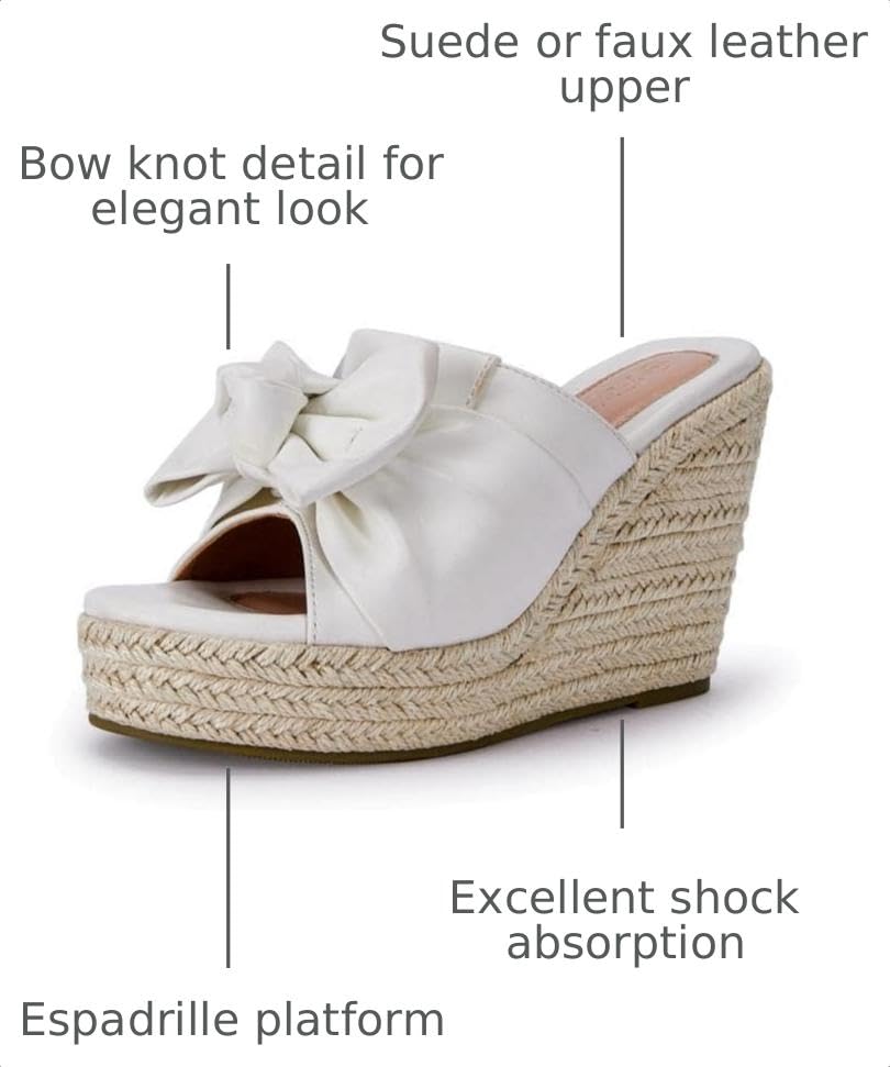 Image of PiePieBuy Womens Platform Espadrilles Slip On Wedge Sandals Bow Tie Open Toe Slides Shoes