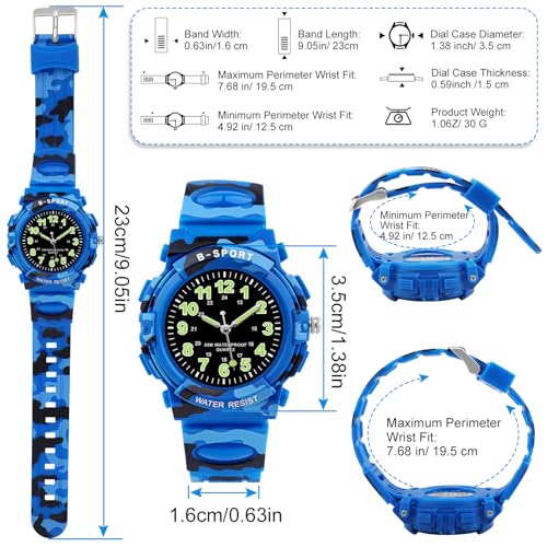 Image of CKV Kids Watch for Boys Girls Ages 5-12, Waterproof Time Teacher Easy to Read Analog Sport Outdoor Children Watches with Soft Band for Kids