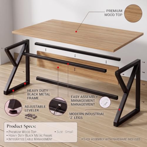 Image of Riyan Luxiwood Alden Computer Table in Engineering Wood for Home & Office, Simple Style Desk, Scratch Resistance Surface, Easy to Assemble, Study Table for Kids (Size-90 X 60 X 75 Cm) - Beige
