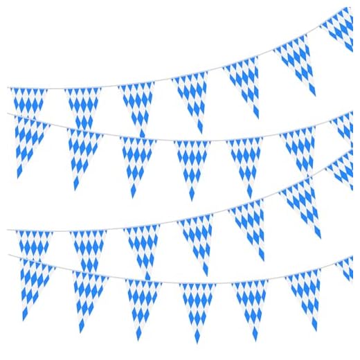 NEBURORA Lot de 4 bannières bavaroises de 40 m avec 80 drapeaux pour fête de la bière allemande