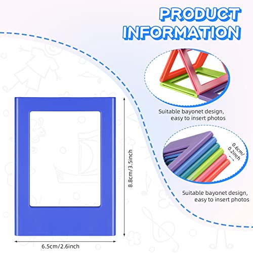 Konohan 6 Packs Magnetic Photo Picture Frame Refrigerator Magnets Holds 3.5 X 2.6 Inch Colorful Mini Table Picture Frames Fridge Magnetic Photo Frames Compatible With Fujifilm Instax Small Polaroid #TOP1