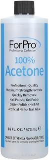 ForPro 100% Pure Acetone Nail Polish Remover - Pro Strength Gel, Acrylic, Glitter & Glue Remover for All Nails, 16oz