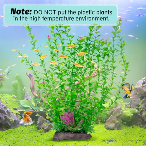 Image of Hamiledyi Aquarium Plastic Plants Aquarium Decor Artificial Fish Tank Plants,Tall Fish Tank Decorations, Extra Large Aquarium Plant 20.4-inch Tall,1PCS