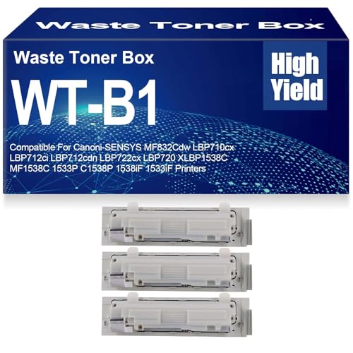 SXLXYOF Contenedor de Cartuchos de tóner Residual WT-B1 Compatible para Canon-SENSYS MF832Cdw LBP710cx LBP712cdn LBP722cx LBP720 XLBP1538C MF1538C 1533P C1538P Impresoras,WTB1-3PC