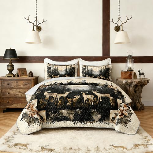 HOSIMA Deer King Bedding Set for Adults,Deer in Forest...