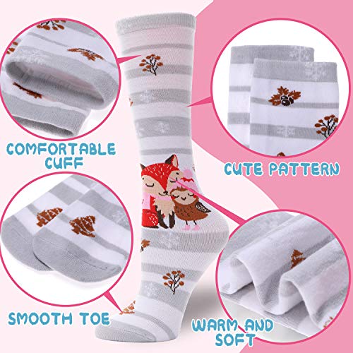 Image of MOGGEI 6 Pairs Kids Girls Knee High Socks Gift Long Crazy Silly Tall Funny Boot Cute Animal Child Fun Socks