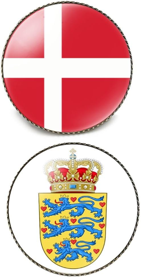 Round 1 Inch 2 Pcs Multiple Countries Nation Flag and National Emblem Pin Coat of Arms Souvenir Brooch Lapel Badge