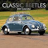 2024 Square Wall Calendar - Classic Beetles 12 x 12 Inch Monthly View, 16-Month, Art Theme, Includes 180 Reminder Stickers
