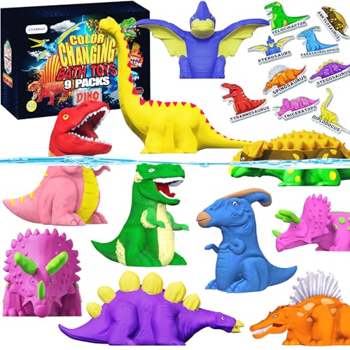 Color Changing No Hole Dinosaur Bath Toys for Kids Toddlers Baby