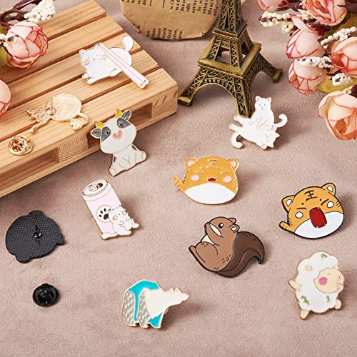 Image of Cheriswelry 20Pcs Alloy Animal Enamel Brooch Pins Cartoon Cute Lion Tiger Rabbit Dog Pins Badge 24-30mm for Clothes Jacket Coat Bags Backpack Hats Scarf Decoration