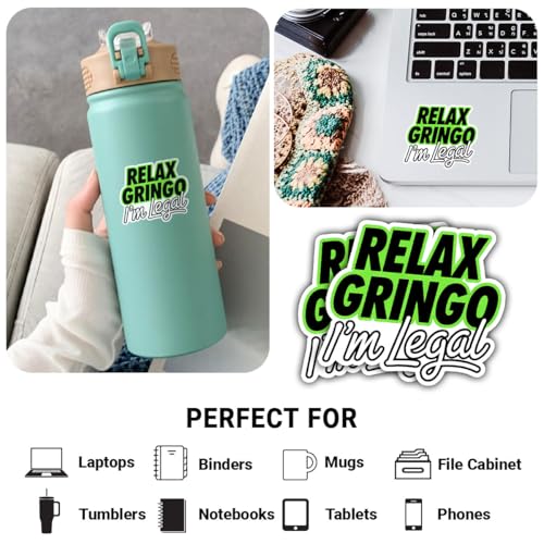 Image of 3Pcs Relax Gringo Im Legal Sticker, Relax Gringo I'm Legal Sticker for Car, Relax Gringo Calcomanias De Mexico Funny Immigrant Calcomanias Mexico Mexican Cactus Stickers for Truck Car Helmet (G3)