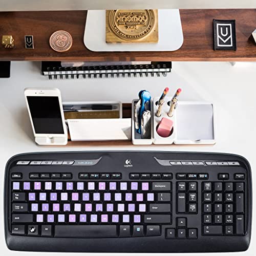 2 Pcs English Keyboard Letter Stickers,Universal English Computer Keyboard Replacement Stickers English Keyboard Pink Purple Lettering,Non Transparent (English-Omber Purple) - Thumbnail 5