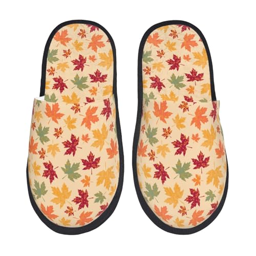 Autumn Maple Leaves Print Women Slippers Home Furry Shoes Keep Men Couples Shoes Warm For Women-
