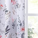 MYSKY HOME Curtains, 63 Inch Length, 2 Panels - Floral Bedroom & Kitchen Dormer Window Farmhouse Curtains, Blackout Grommet Drapess, Red and Gray