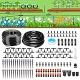 HEKIWAY 256FT Automatic Drip Irrigation System Kit,Automatic Garden Watering Misting System for Greenhouse, Yard, Plant ，Lawn with 1/2 inch Hose 1/4 inch Distribution Tubing and Accessories