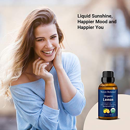 Organic Lemon Essential Oil 30 ml - 100% Pure and Natural USDA Certified Therapeutic Grade - Excellent Air Freshener - Perfect for Aromatherapy, Skin, and Hair Care - Nexon Botanics