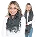 Basico Winter Warm Knit Infinity Scarf Tassels Cowl Loop (One Size, G-Dark Grey)